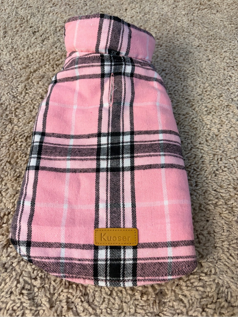 Kuoser Pink Plaid Dog Coat - Stylish Warm Pet Jacket